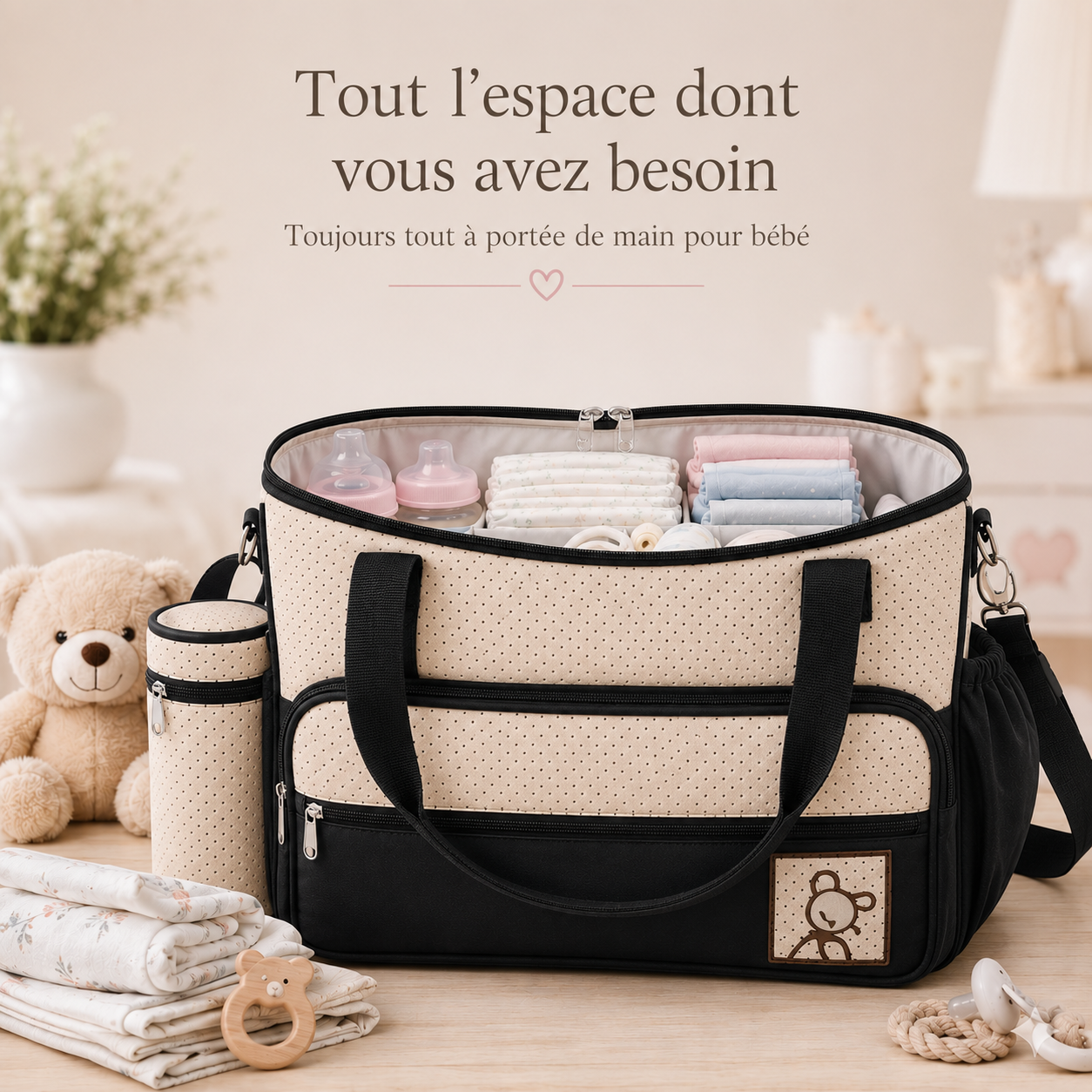 Sac à langer complet multifonction.