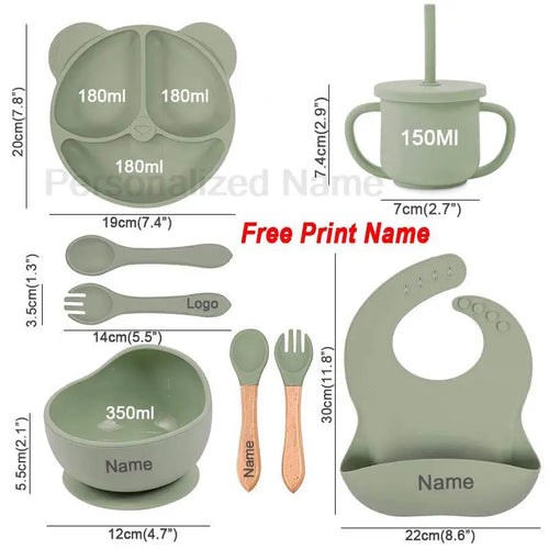 Coffret repas en silicone personnalisé pour bébé