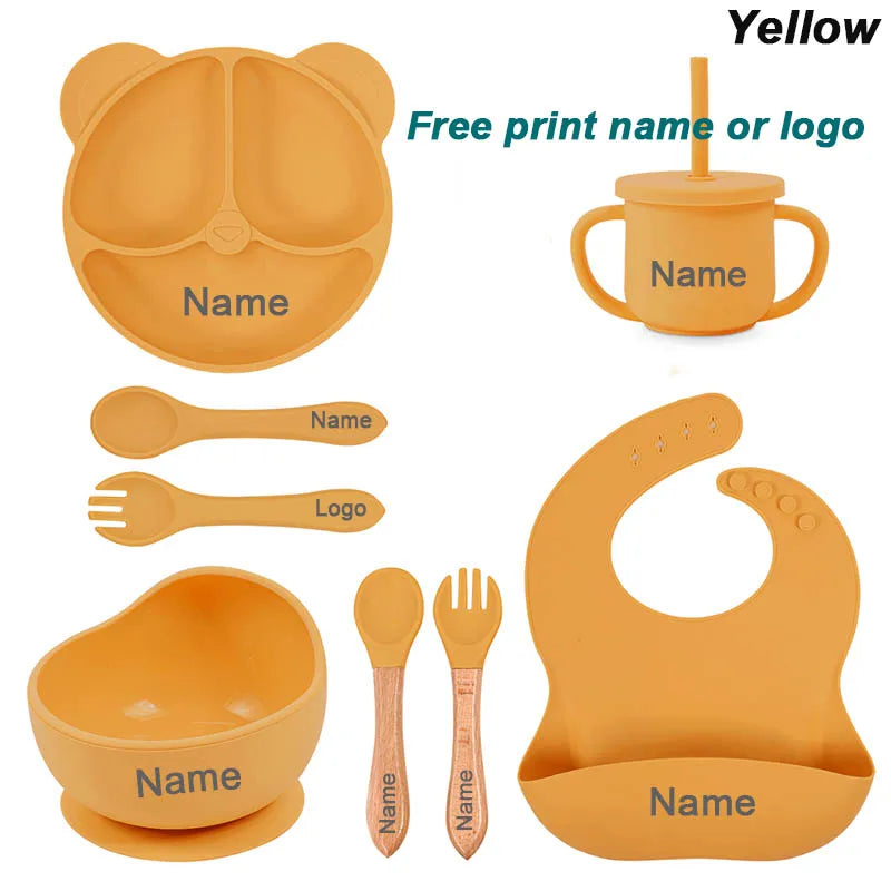 Coffret repas en silicone personnalisé pour bébé