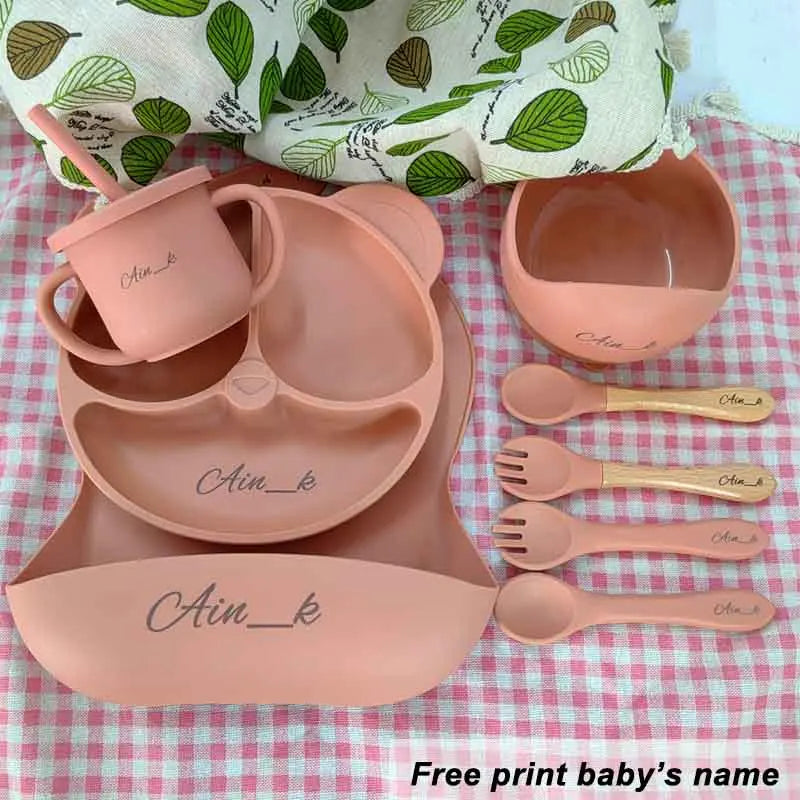 Coffret repas en silicone personnalisé pour bébé