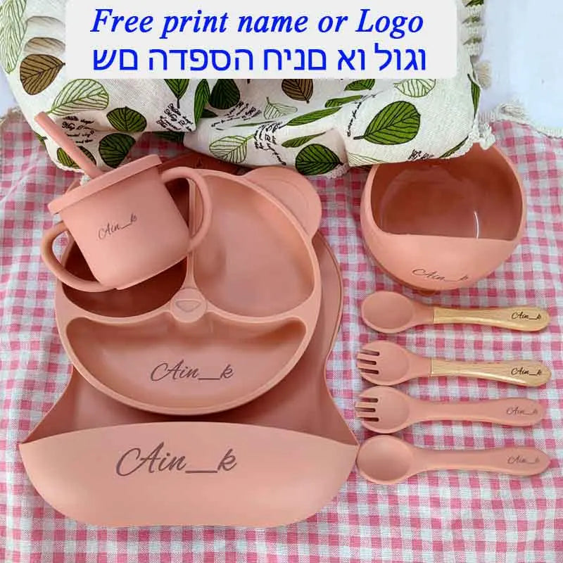 Coffret repas en silicone personnalisé pour bébé