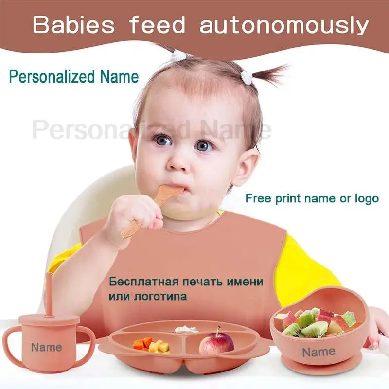 Coffret repas en silicone personnalisé pour bébé