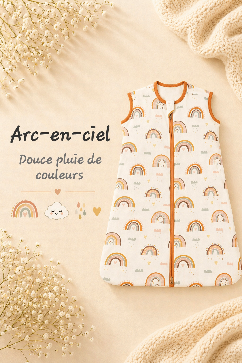 Gigoteuse enveloppante assortie, pensée avec douceur pour votre bébé.