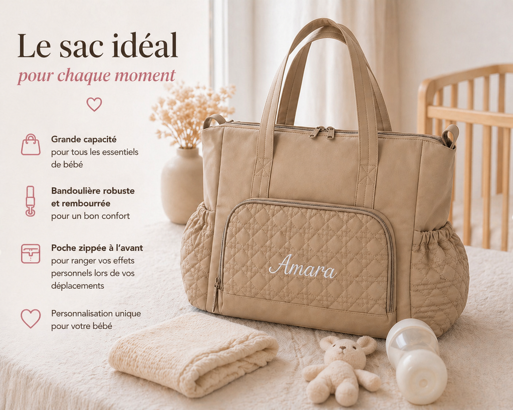Sac à langer personnalisé – L’essentiel avec le style Douce mémoire.