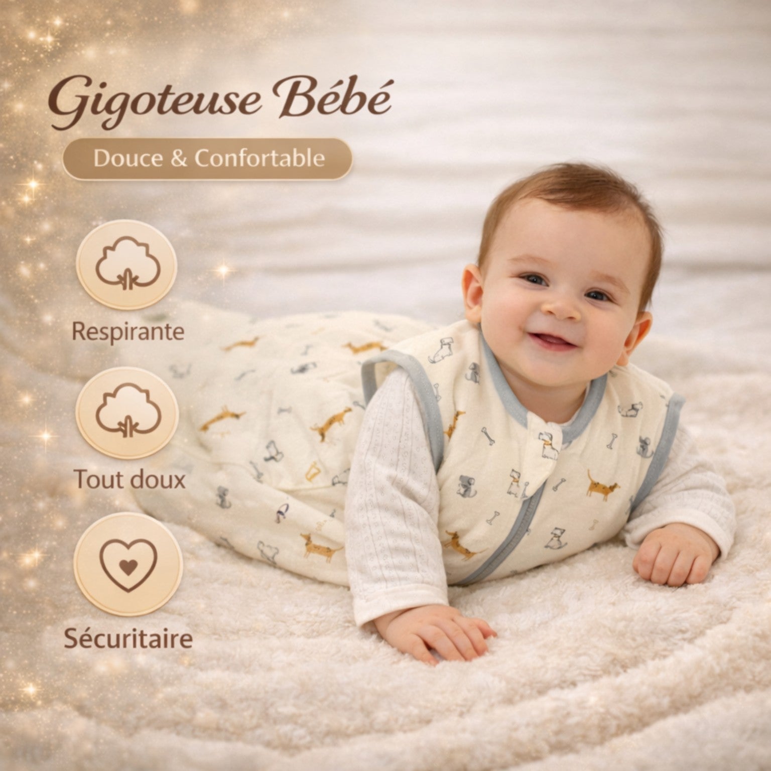 Gigoteuse enveloppante assortie, pensée avec douceur pour votre bébé.