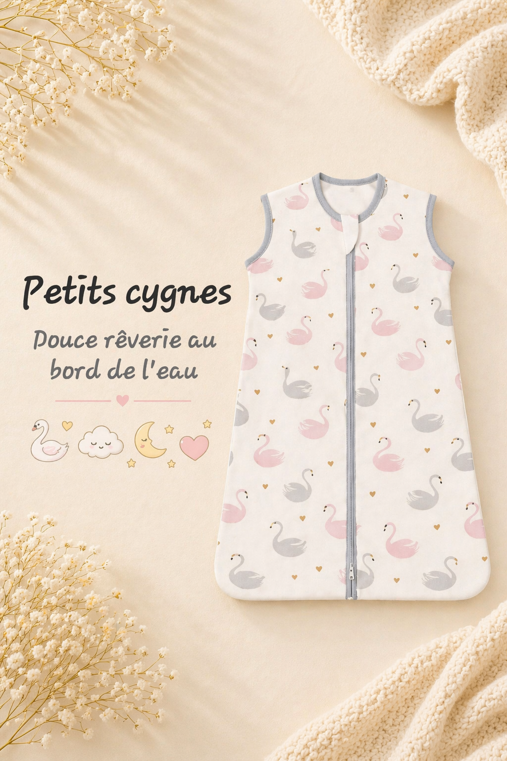 Gigoteuse enveloppante assortie, pensée avec douceur pour votre bébé.