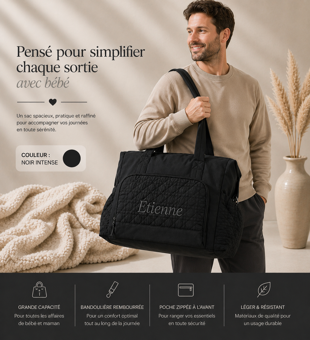 Sac à langer personnalisé – L’essentiel avec le style Douce mémoire.