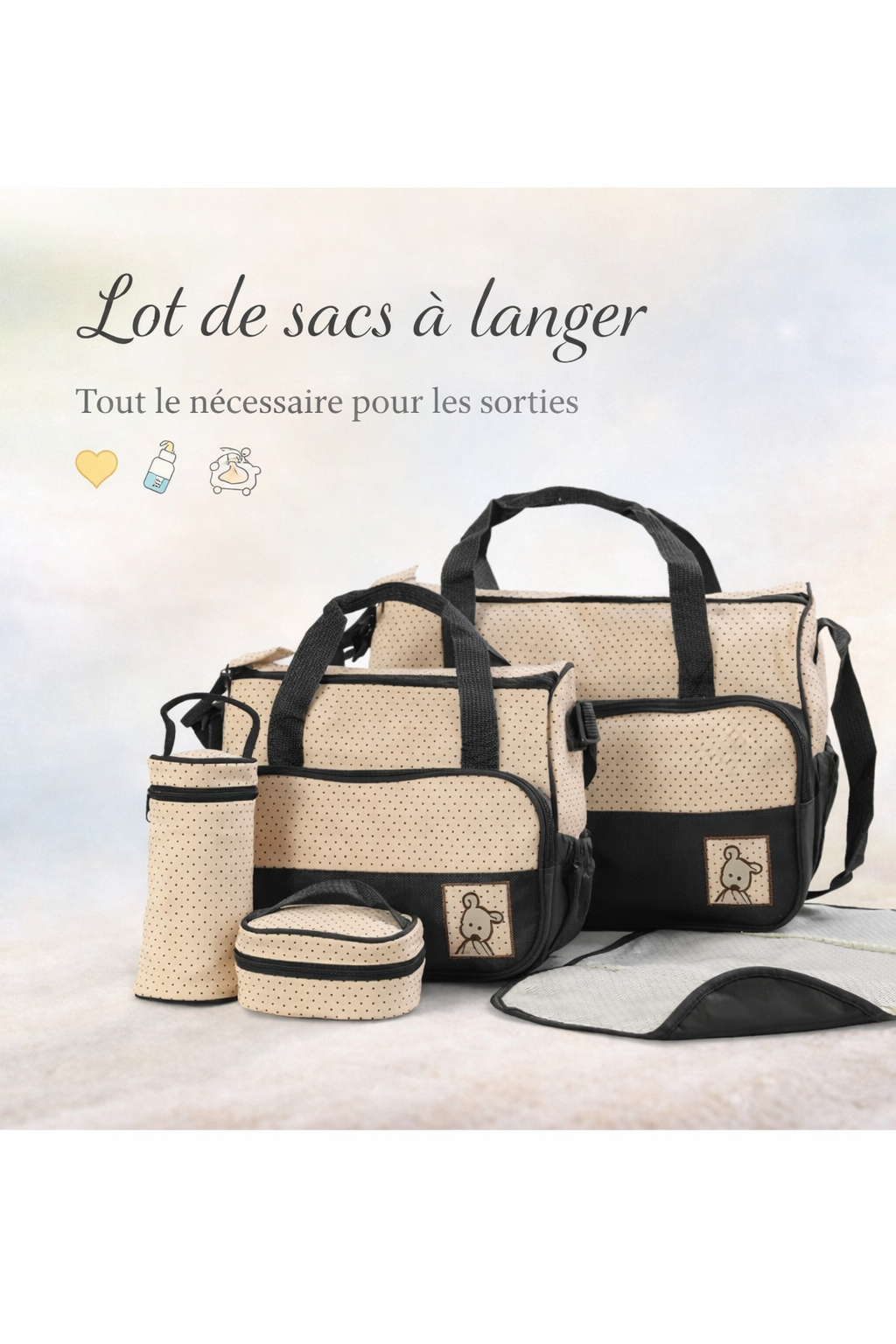 Sac à langer complet multifonction.