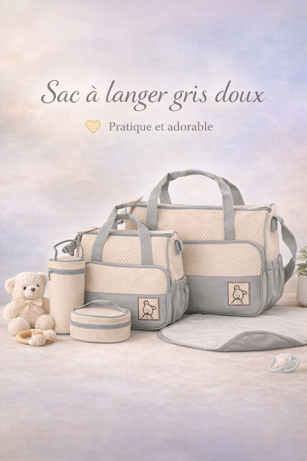 Sac à langer complet multifonction.