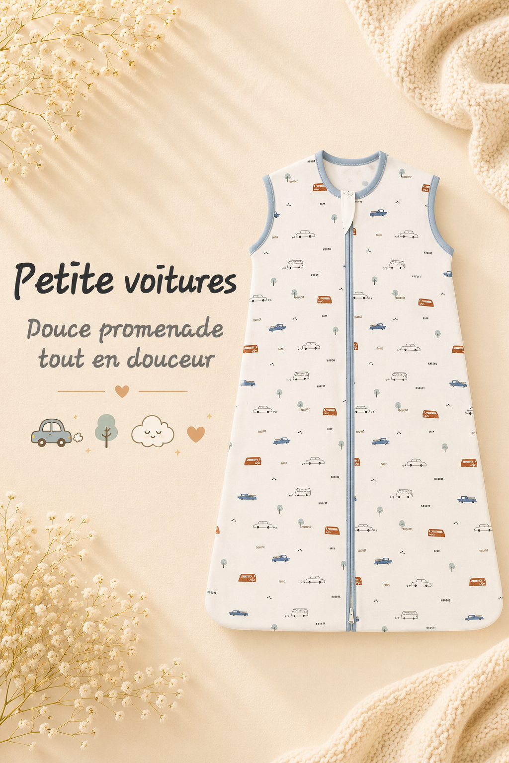 Gigoteuse enveloppante assortie, pensée avec douceur pour votre bébé.