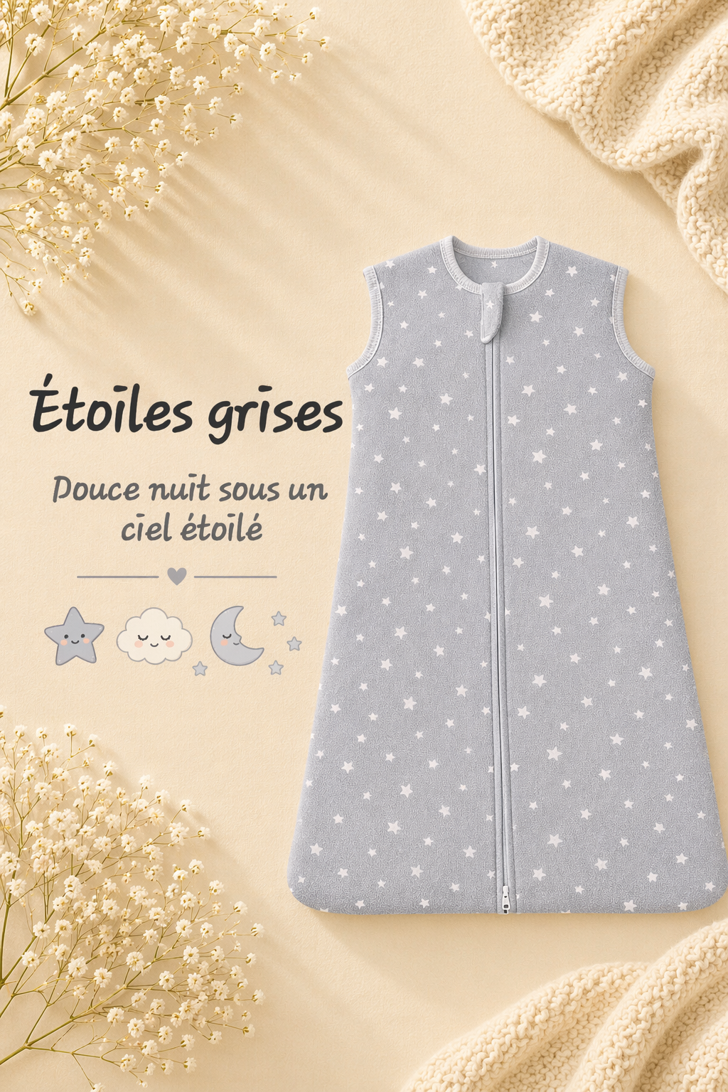Gigoteuse enveloppante assortie, pensée avec douceur pour votre bébé.