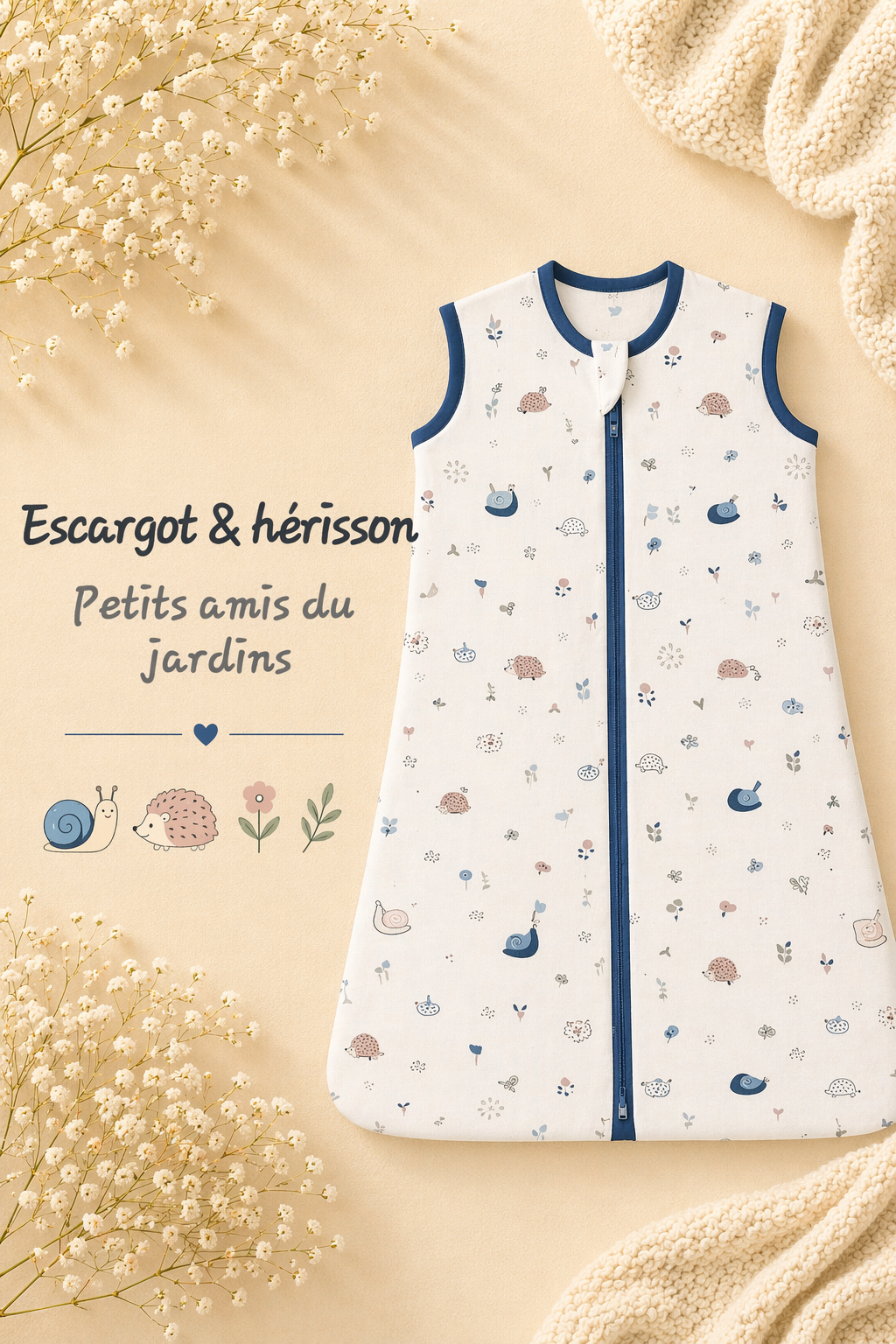 Gigoteuse enveloppante assortie, pensée avec douceur pour votre bébé.