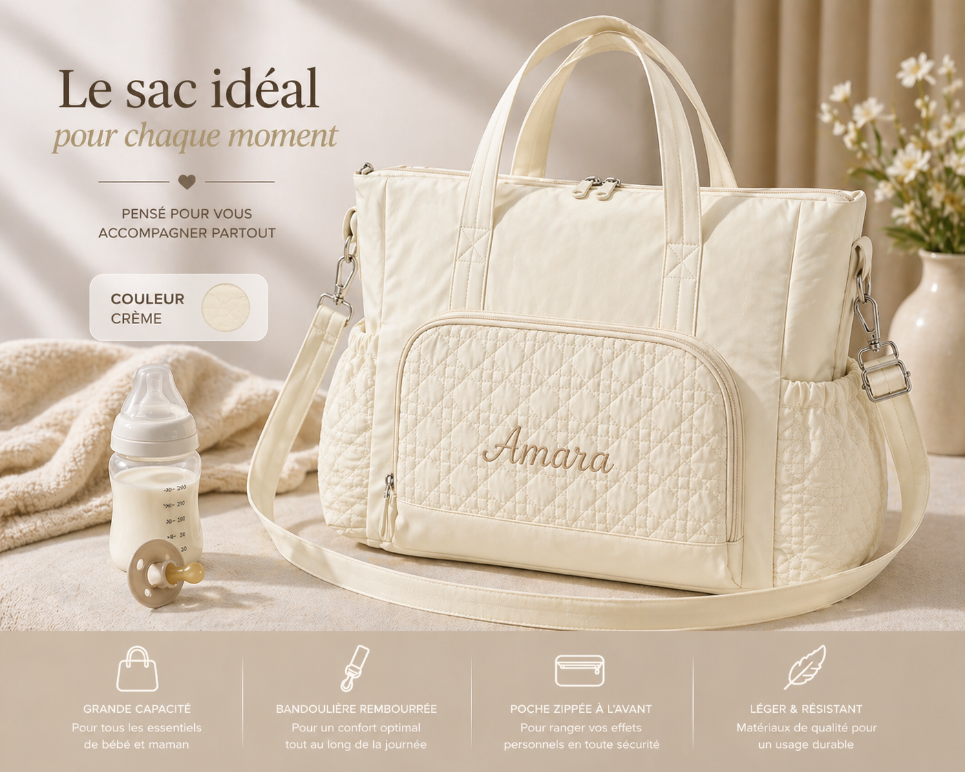 Sac à langer personnalisé – L’essentiel avec le style Douce mémoire.