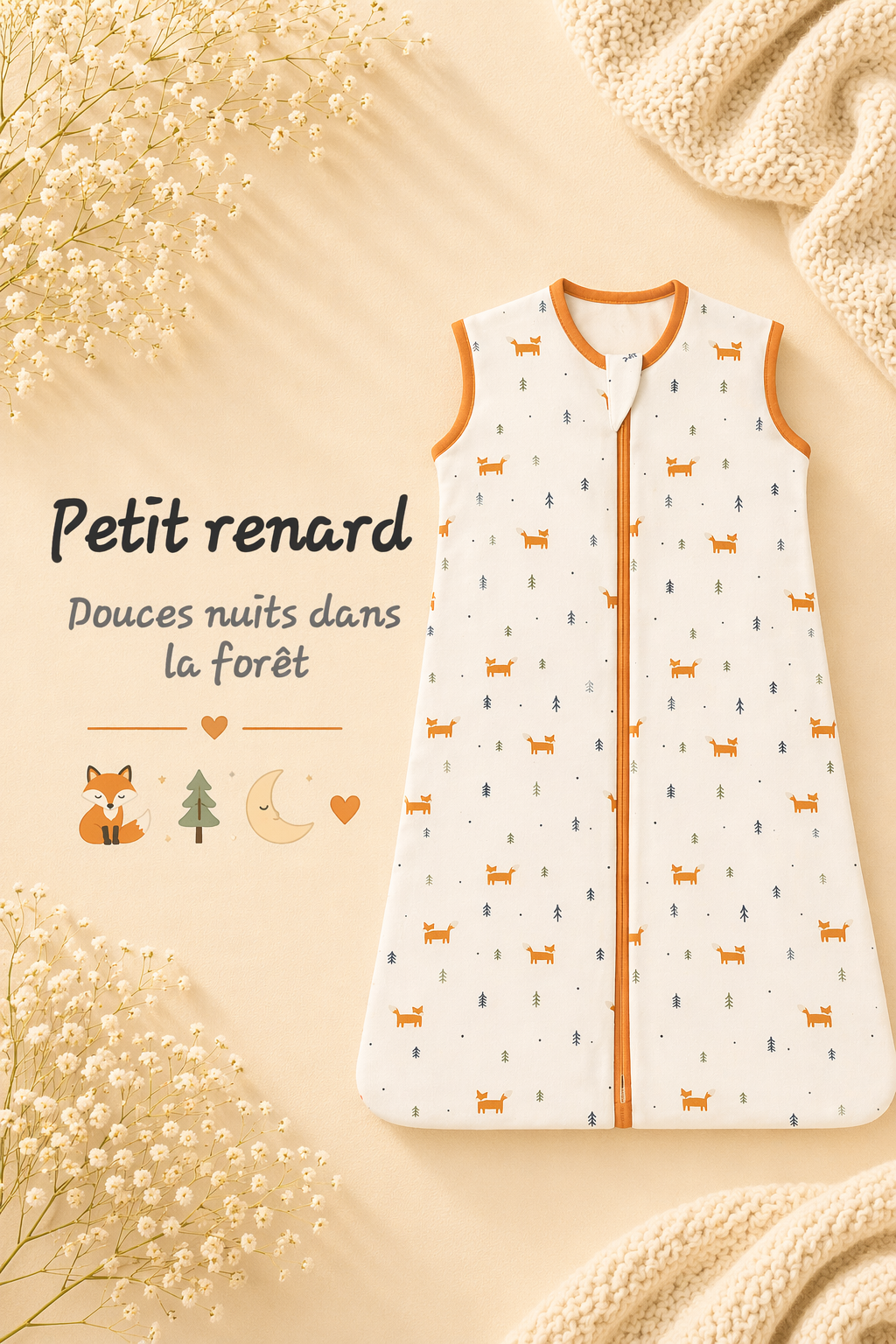 Gigoteuse enveloppante assortie, pensée avec douceur pour votre bébé.