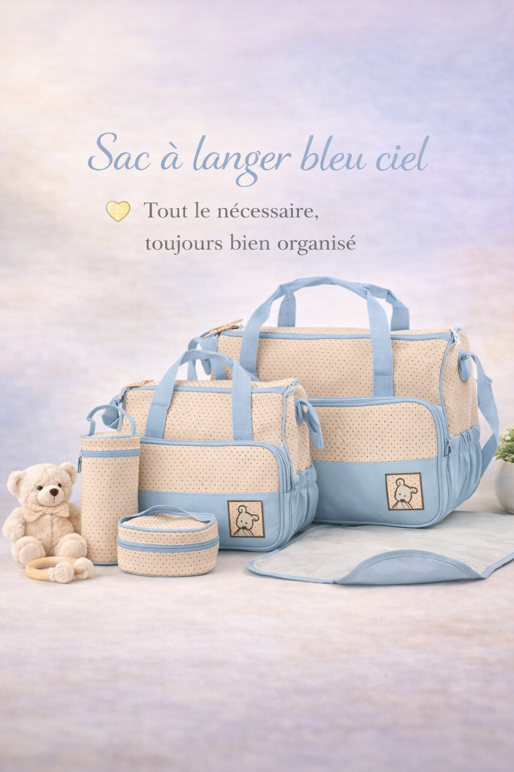 Sac à langer complet multifonction.