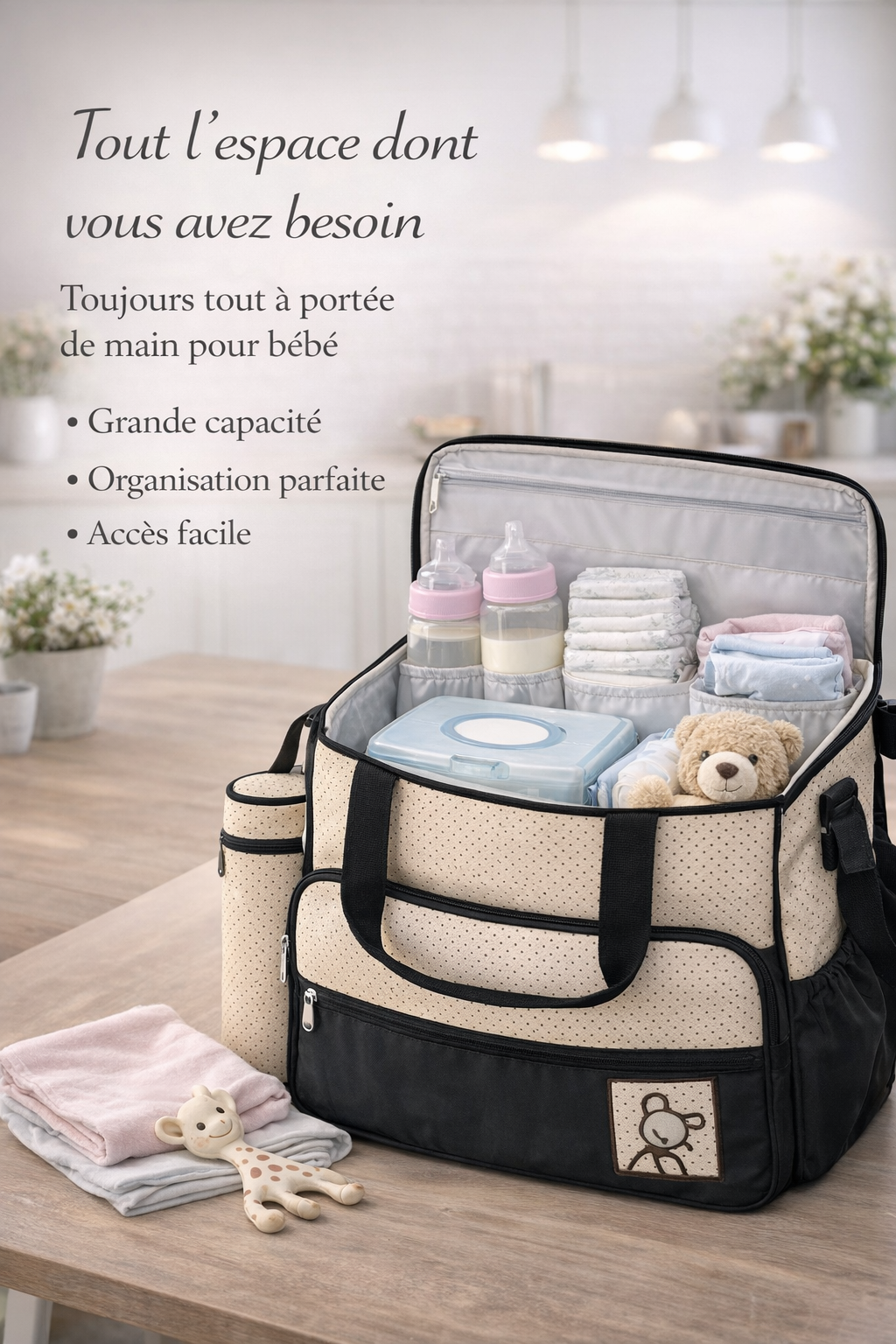 Sac à langer complet multifonction.