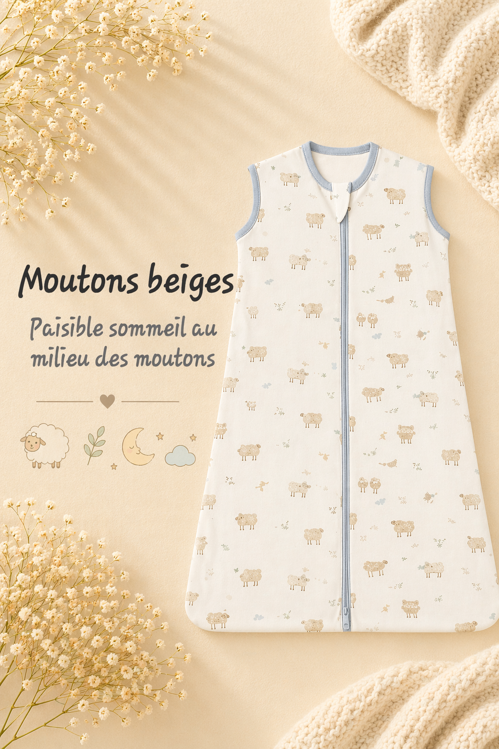 Gigoteuse enveloppante assortie, pensée avec douceur pour votre bébé.
