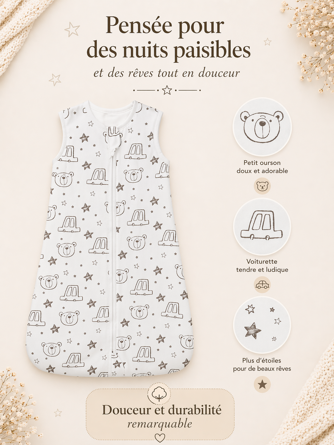 Gigoteuse pour bébé de 3 à 18 mois, légère et idéale.