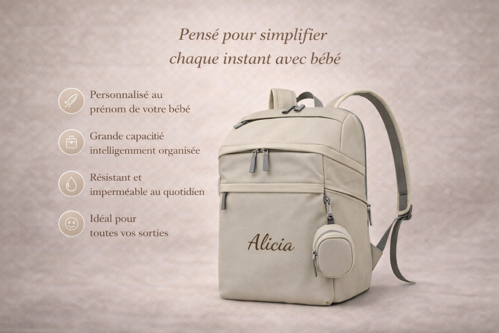 Sac à langer personnalisé style school bag Douce mémoire.