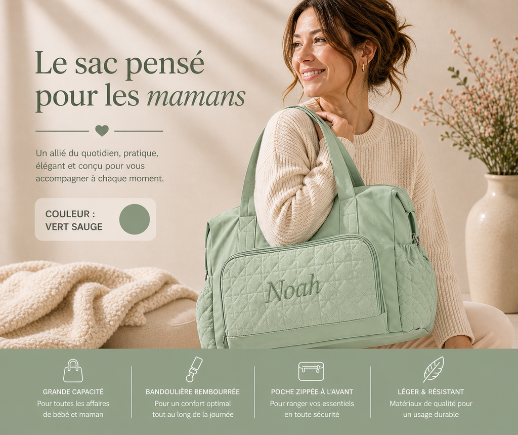 Sac à langer personnalisé – L’essentiel avec le style Douce mémoire.